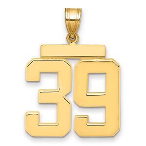 14k Yellow Gold, Athletic Collection, Large Polished Number 39 Pendant